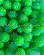 Load image into Gallery viewer, 20mm Bright Green Rhinestone Beads - Acrylic Beads - Bubblegum Beads - Chunky Beads
