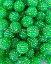 Load image into Gallery viewer, 20mm Bright Green Rhinestone Beads - Acrylic Beads - Bubblegum Beads - Chunky Beads

