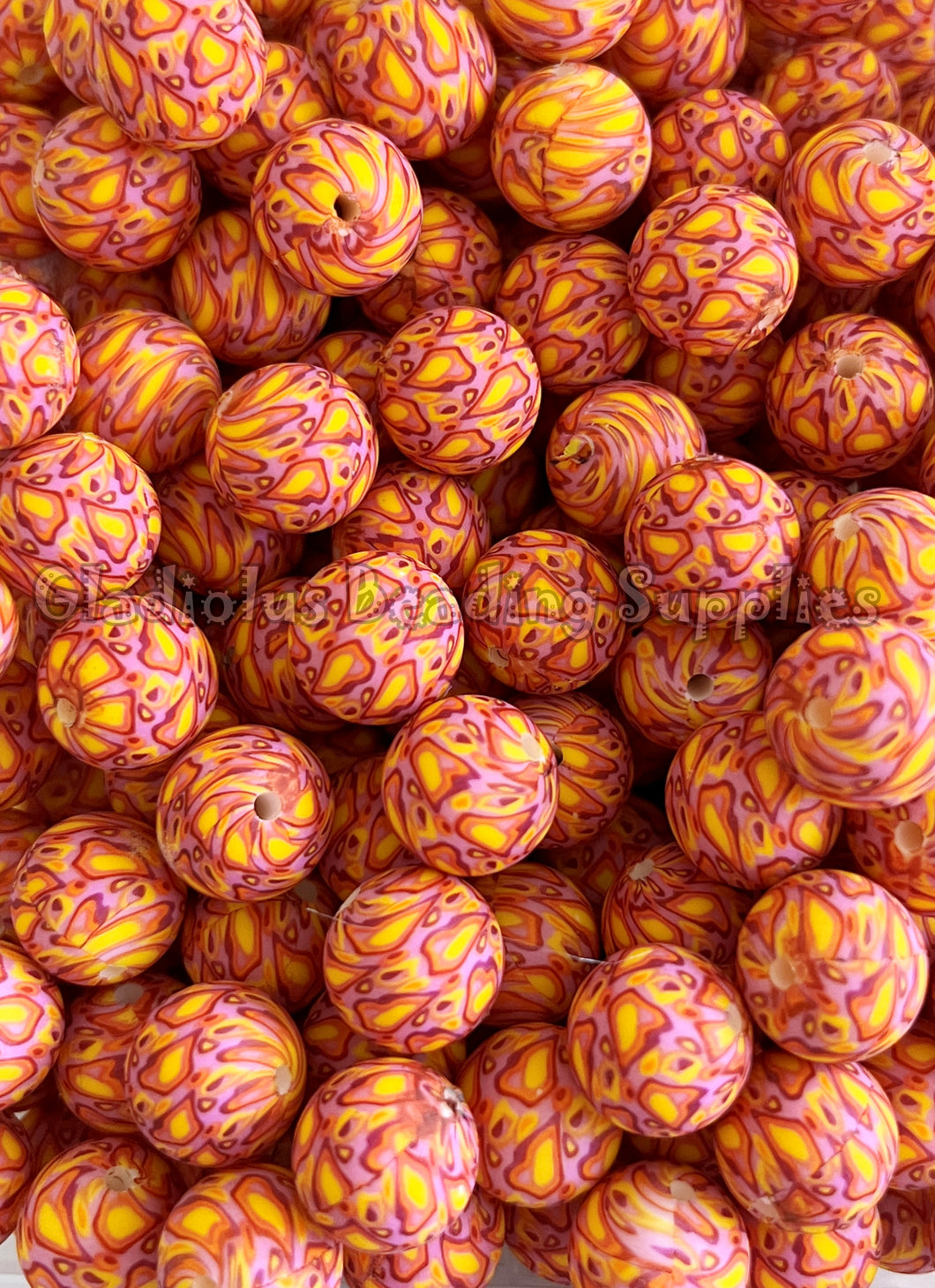 15mm Lava Print Silicone Bead, Loose Beads