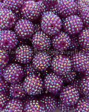 Load image into Gallery viewer, 20mm Plum Rhinestone Beads - Acrylic Beads - Bubblegum Beads - Chunky Beads
