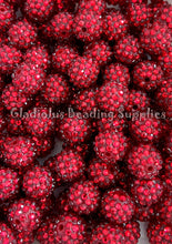 Load image into Gallery viewer, 16mm Red Rhinestone Beads - Acrylic Beads - Bubblegum Beads - Chunky Beads
