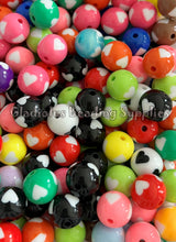 Load image into Gallery viewer, 16mm Mixed Heart Beads - Acrylic Beads - Bubblegum Beads - Chunky Beads
