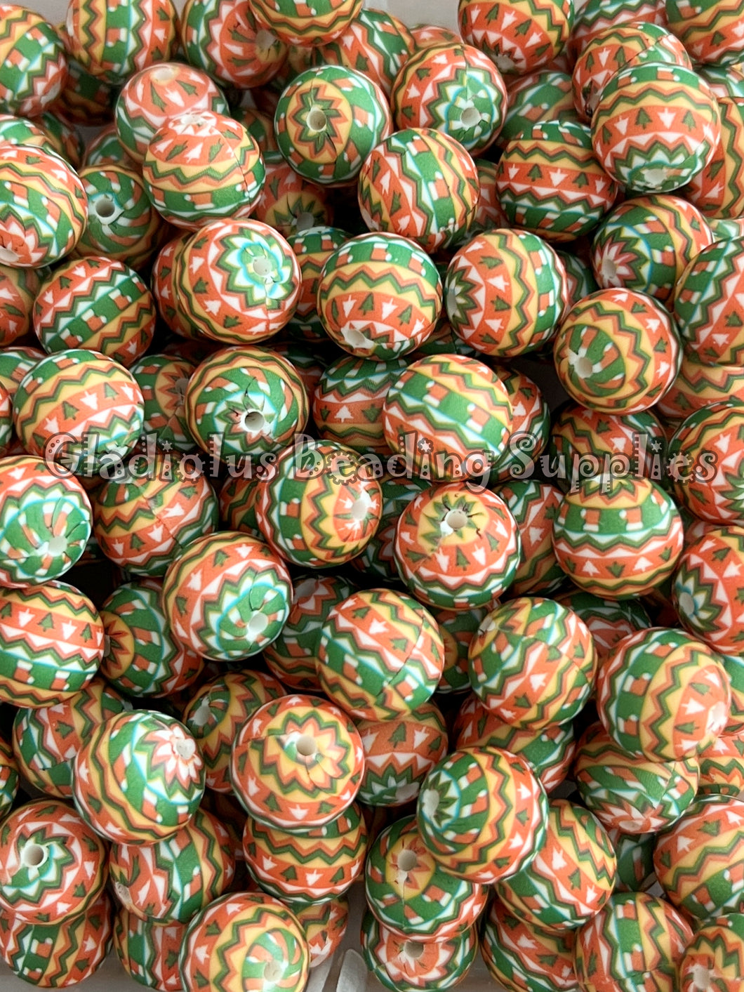 15mm Christmas Sweater Print Silicone Bead