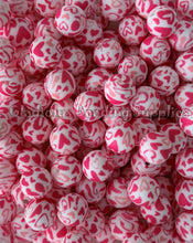 Load image into Gallery viewer, 15mm Heart Colorful Print Silicone Bead, Loose Beads, Valentine's Day Beads
