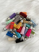 Load image into Gallery viewer, 38mm Mini Tassels - Mini Silver Tassels - Leather Tassels - 1.5&quot; Tassels - Crafting Supplies
