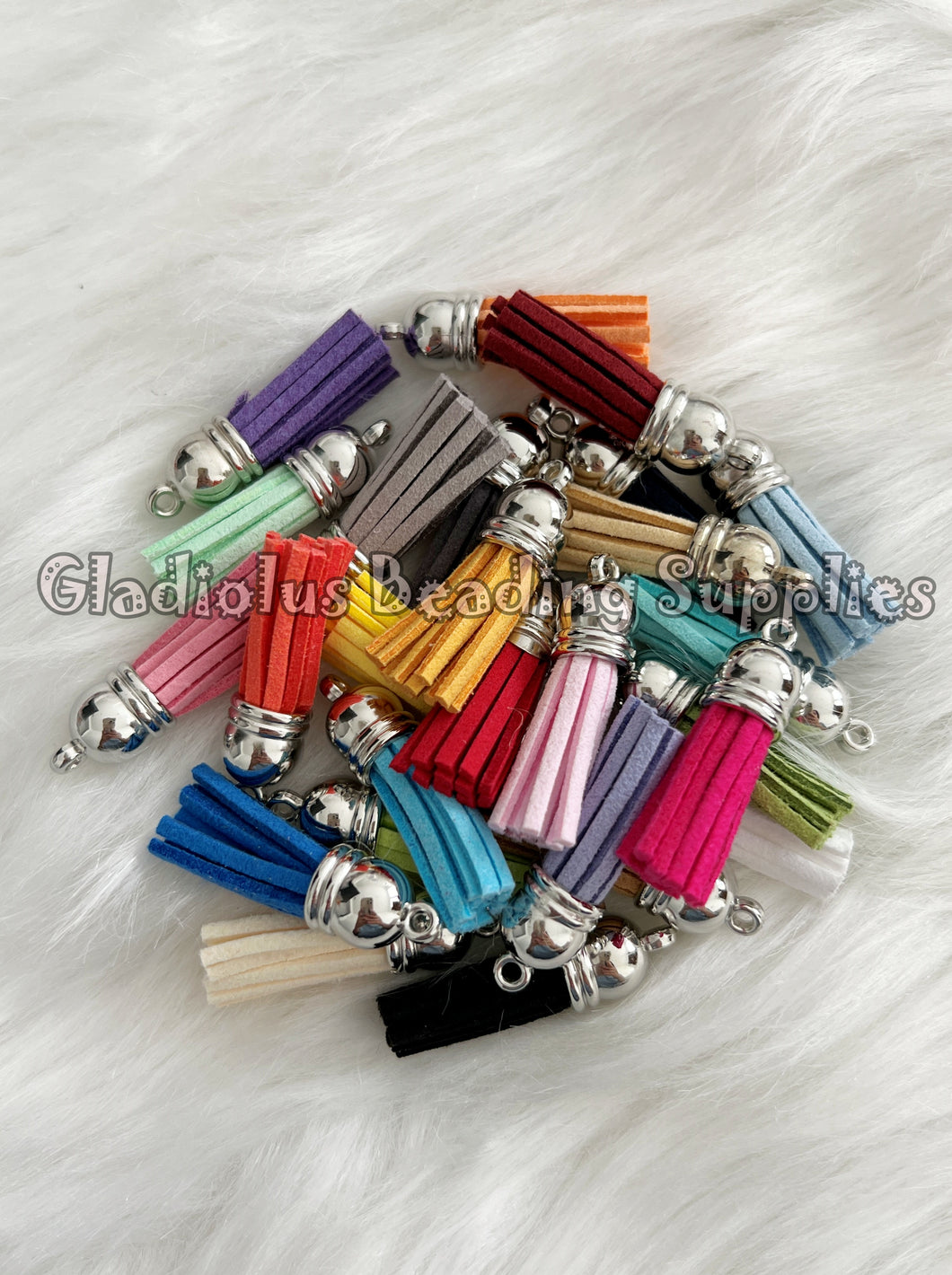 38mm Mini Tassels - Mini Silver Tassels - Leather Tassels - 1.5