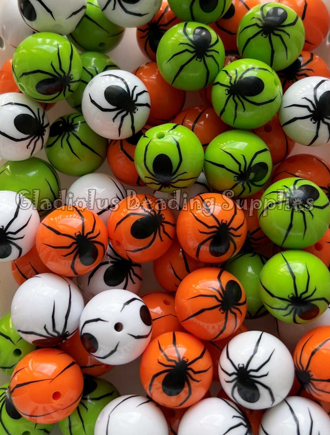 20mm Spider Print - Acrylic Print Beads - Bubblegum Beads - Chunky Beads