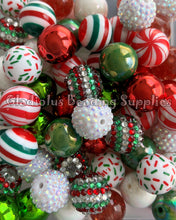 Load image into Gallery viewer, 50 Qty 20mm Christmas Mixed Beads  - Acrylic Mixed Beads - Chunky Beads
