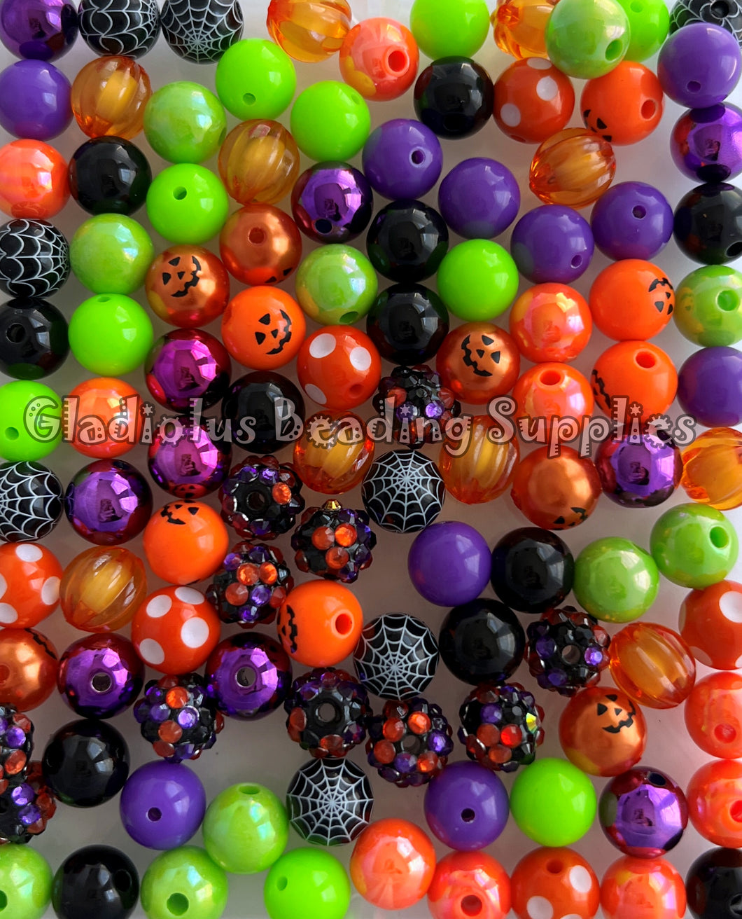 100qty 12mm Halloween Mixed Beads - Acrylic Beads - Bubblegum Beads - Chunky Beads