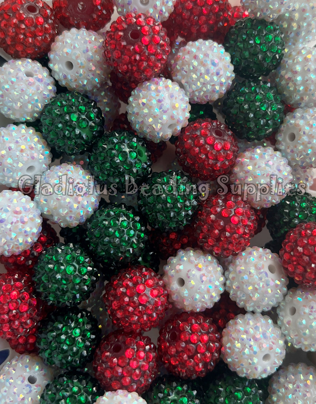 20mm Christmas Mixed Rhinestone Beads - Acrylic  Beads - Bubblegum Beads - Chunky Beads