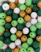 Load image into Gallery viewer, 16mm Mixed St Patrick Rhinestone Beads - Acrylic Beads - Bubblegum Beads - Chunky Beads
