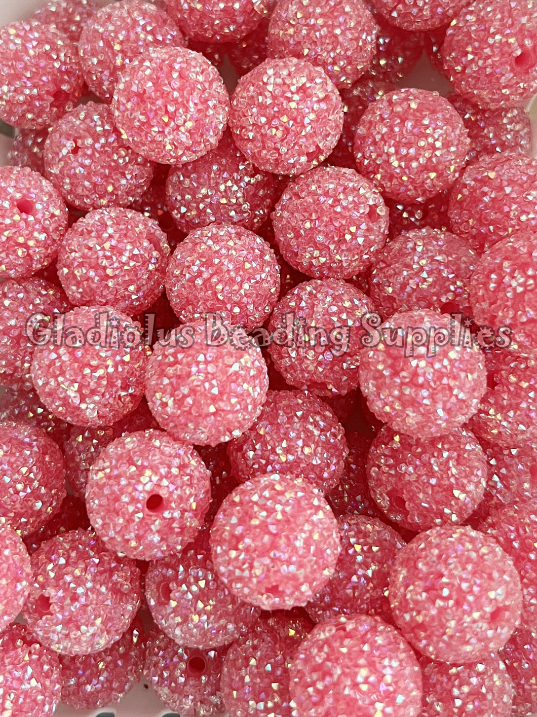 20mm Bright Pink Sugar Rhinestone Beads - Acrylic Beads - Bubblegum Beads - Chunky Beads