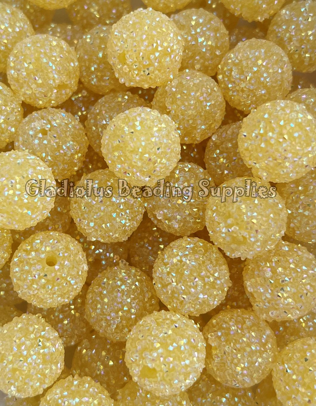 20mm Yellow Sugar Rhinestone Beads - Acrylic Beads - Bubblegum Beads - Chunky Beads