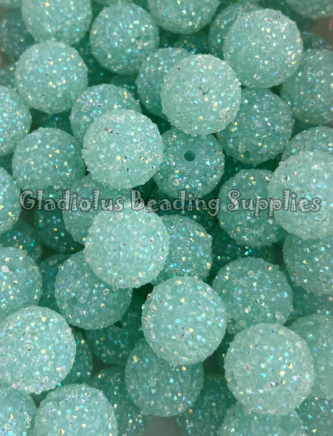 20mm Mint Sugar Rhinestone Beads - Acrylic Beads - Bubblegum Beads - Chunky Beads