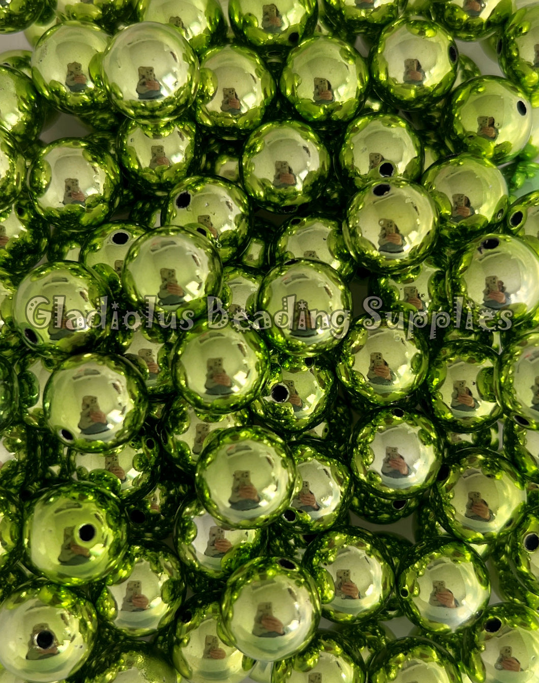 16mm Apple Green UV Beads - Acrylic Beads - Bubblegum Beads - Chunky Beads