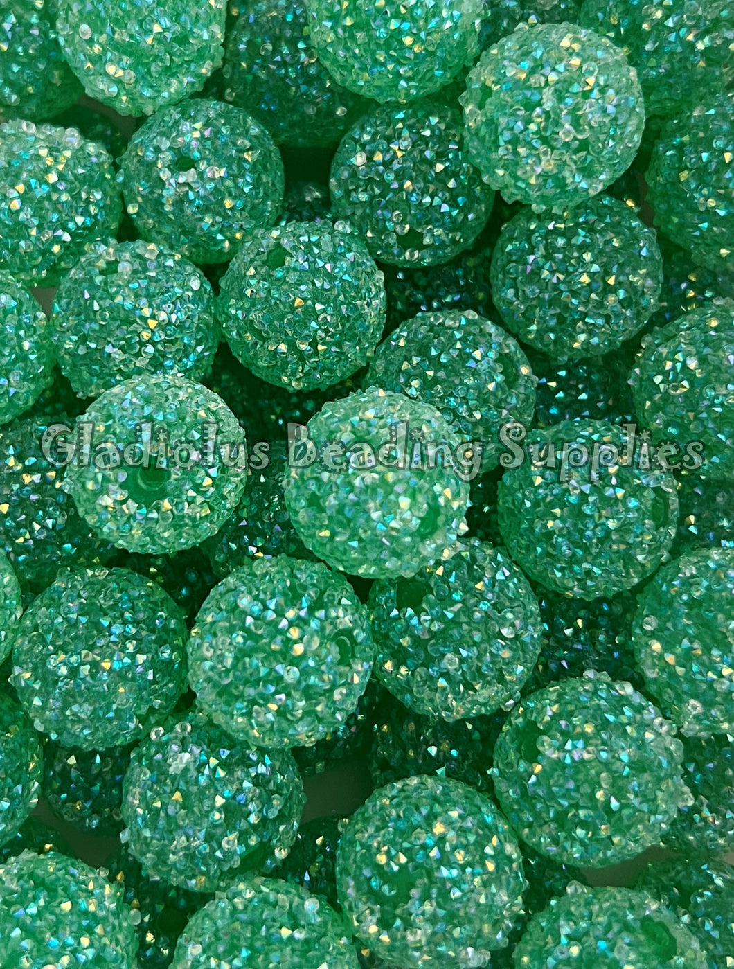 20mm Dark Green Sugar Rhinestone Beads - Acrylic Beads - Bubblegum Beads - Chunky Beads