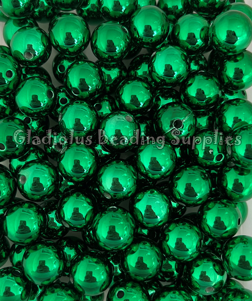 16mm Dark Green UV Beads - Acrylic Beads - Bubblegum Beads - Chunky Beads