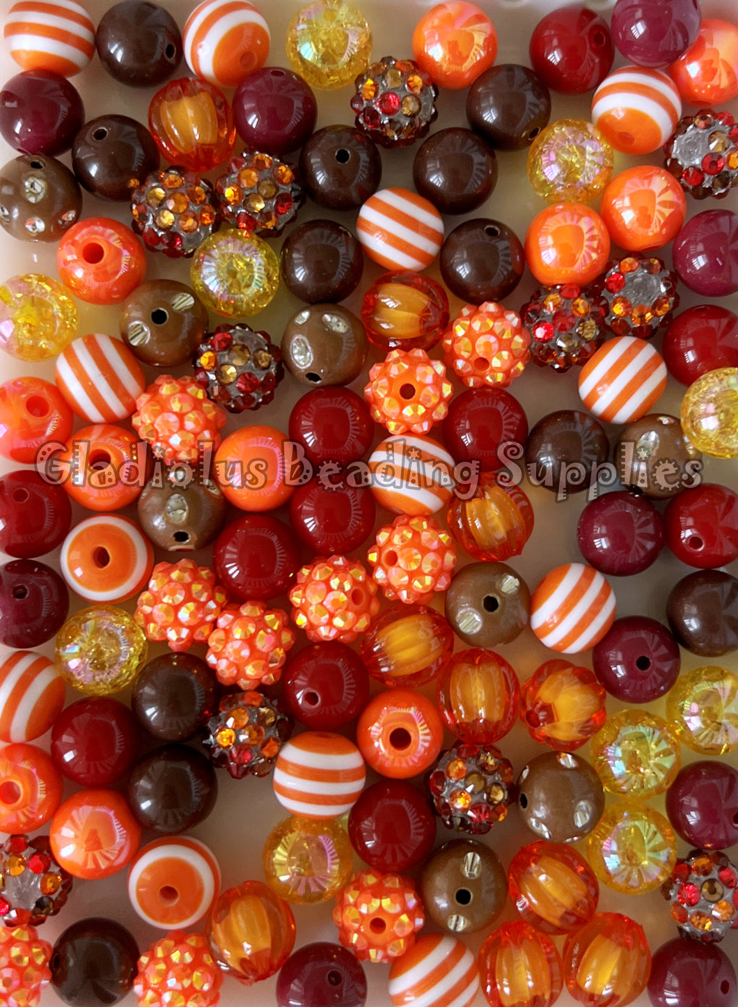 100qty 12mm Fall Mixed Beads - Acrylic Mixed Beads - Bubblegum Beads - Chunky Beads