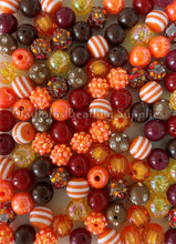 Load image into Gallery viewer, 100qty 12mm Fall Mixed Beads - Acrylic Mixed Beads - Bubblegum Beads - Chunky Beads
