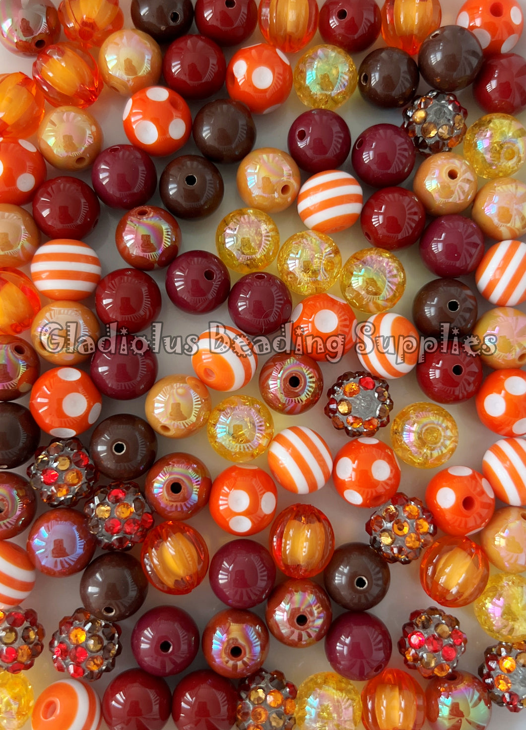 100qty 12mm Fall #3 Mixed Beads - Acrylic Mixed Beads - Bubblegum Beads - Chunky Beads