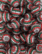 Load image into Gallery viewer, 20mm Red/Green Christmas Rhinestone Beads - Acrylic Beads - Bubblegum Beads - Chunky Beads
