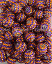 Load image into Gallery viewer, 20mm Purple/Orange Halloween Rhinestone Beads - Acrylic Beads - Bubblegum Beads - Chunky Beads

