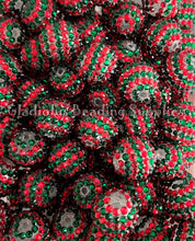 Load image into Gallery viewer, 20mm Red/Green Christmas Rhinestone Beads - Acrylic Beads - Bubblegum Beads - Chunky Beads
