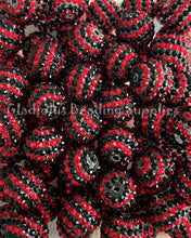 Load image into Gallery viewer, 20mm Red/Black Rhinestone Beads - Acrylic Beads - Bubblegum Beads - Chunky Beads
