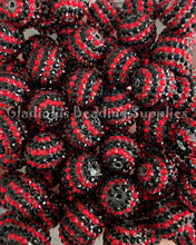 Load image into Gallery viewer, 20mm Red/Black Rhinestone Beads - Acrylic Beads - Bubblegum Beads - Chunky Beads
