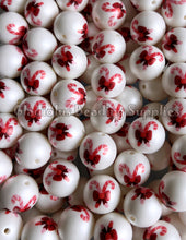 Load image into Gallery viewer, 20mm Candy Cane Matte Print - White Acrylic Matte Beads - Bubblegum Beads - Christmas Chunky Beads
