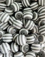 Load image into Gallery viewer, 20mm Grey Striped Acrylic Beads - Chucky Bubblegum Beads - Acrylic Gumball Beads
