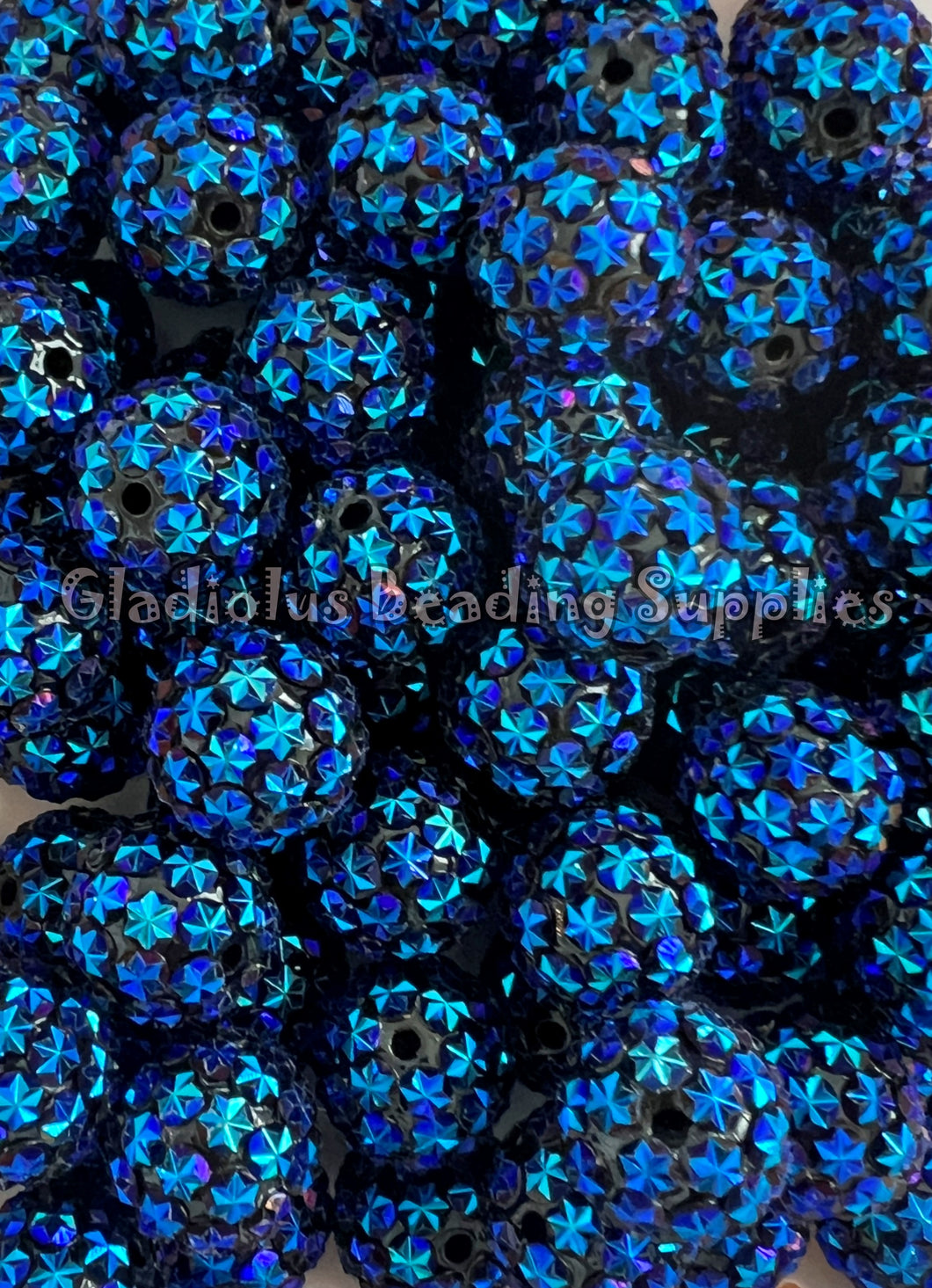 20mm Dark Blue Star Rhinestone Beads - Acrylic  Beads - Bubblegum Beads - Chunky Beads