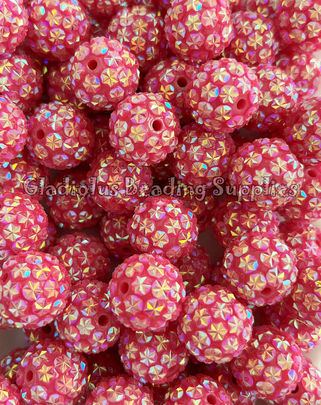 20mm Dark Pink Star Rhinestone Beads - Acrylic  Beads - Bubblegum Beads - Chunky Beads