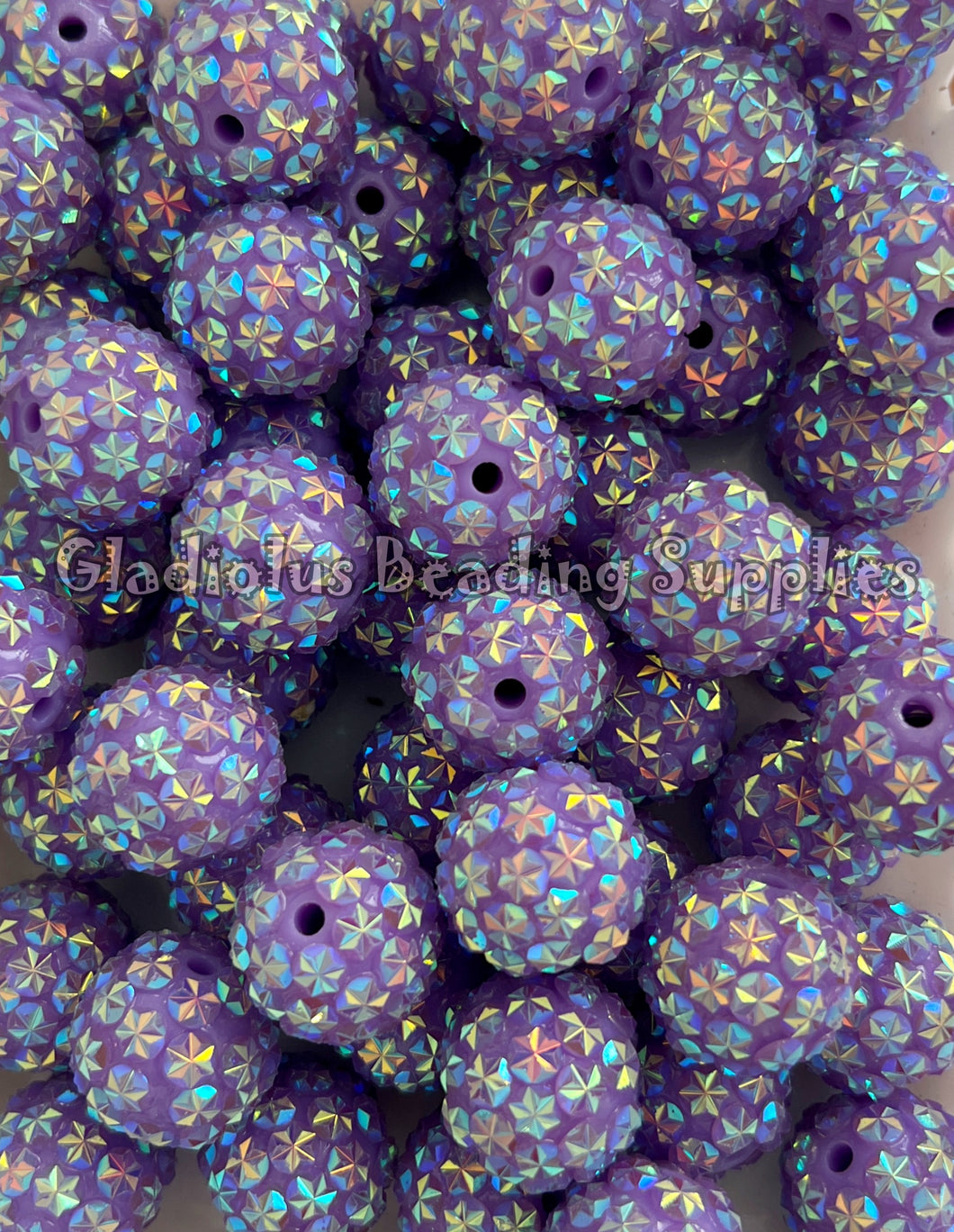 20mm Purple Star Rhinestone Beads - Acrylic  Beads - Bubblegum Beads - Chunky Beads