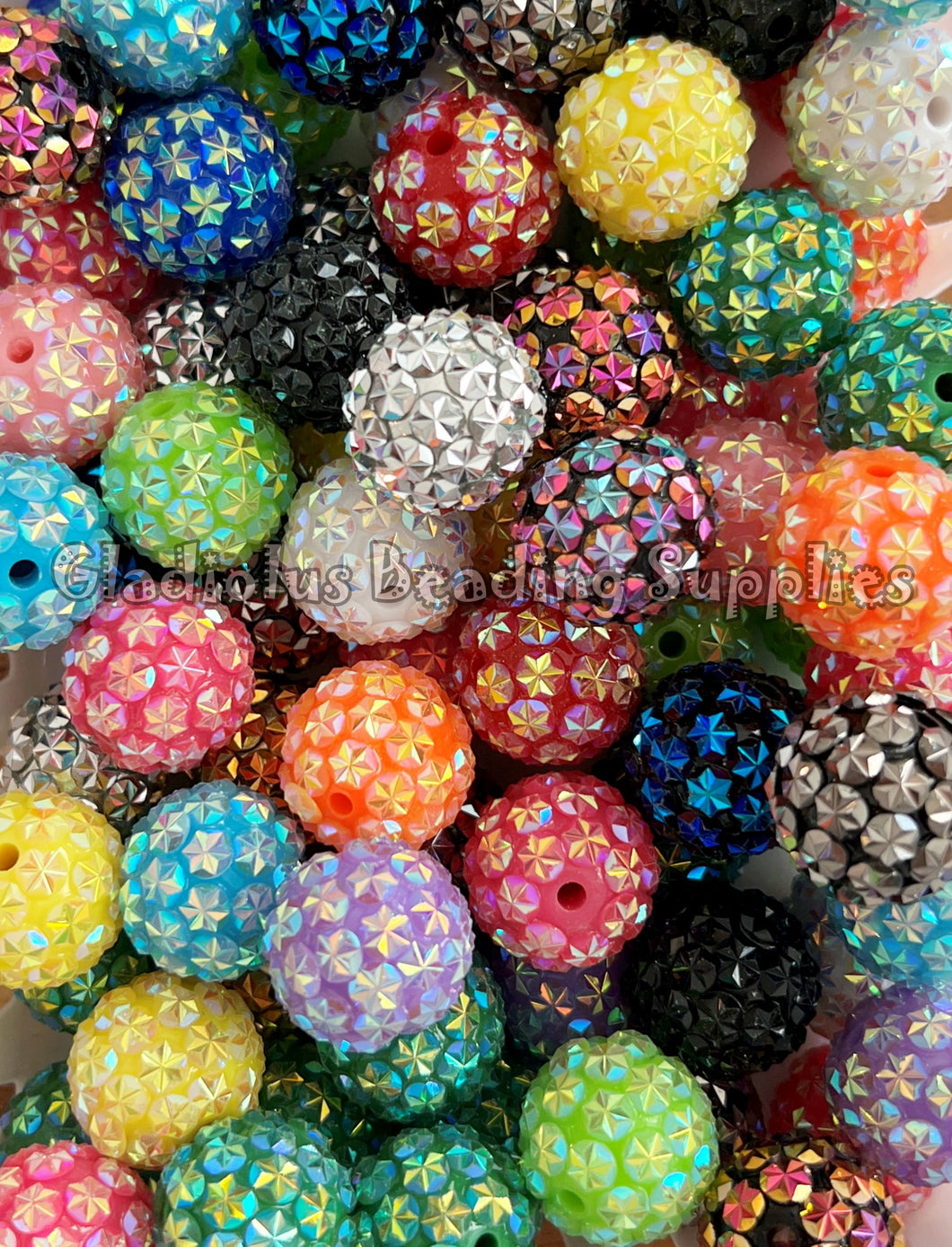 20mm Mixed Star Rhinestone Beads - Acrylic  Beads - Bubblegum Beads - Chunky Beads