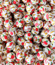 Load image into Gallery viewer, 15mm Apple Print Silicone Bead, Loose Beads, Come Back School, Teaching Beads
