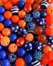 Load image into Gallery viewer, 16mm Orange/Blue Mixed Beads - Random Assorted Acrylic Beads - Bubblegum Beads - Chunky Beads
