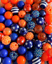 Load image into Gallery viewer, 16mm Orange/Blue Mixed Beads - Random Assorted Acrylic Beads - Bubblegum Beads - Chunky Beads
