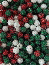 Load image into Gallery viewer, 12mm Christmas Mixed Rhinestone Acrylic Beads - Acrylic Rhinestone Beads - Bubblegum Beads
