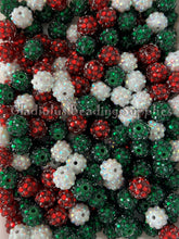 Load image into Gallery viewer, 12mm Christmas Mixed Rhinestone Acrylic Beads - Acrylic Rhinestone Beads - Bubblegum Beads
