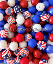 Load image into Gallery viewer, 15mm Fourth Of July Mixed Theme, Solid/Print/Opal Color Beads, Silicone Bead, Loose Beads
