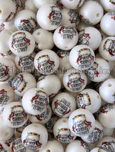 Load image into Gallery viewer, 20mm You Serious? Beads - Christmas Matte Print - White Acrylic Matte Beads - Bubblegum Beads - Chunky Beads
