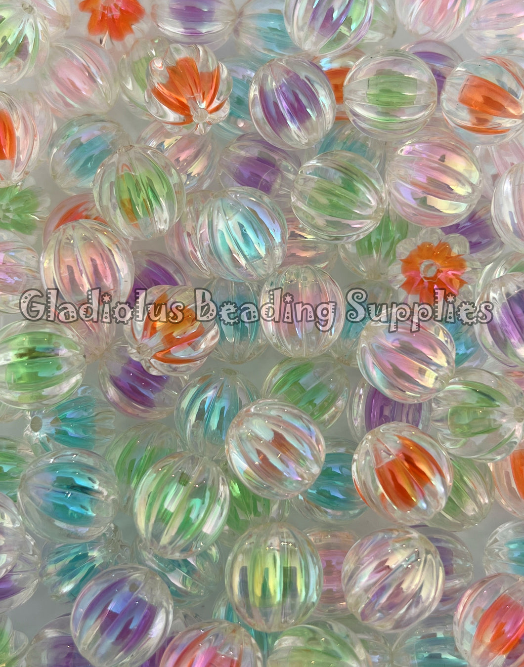 16mm Clear Watermelon Mixed Beads - Acrylic Beads - Bubblegum Beads - Chunky Beads