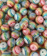 Load image into Gallery viewer, 16mm Striped Beads - Acrylic Beads - Bubblegum Beads - Chunky Beads
