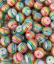 Load image into Gallery viewer, 16mm Striped Beads - Acrylic Beads - Bubblegum Beads - Chunky Beads
