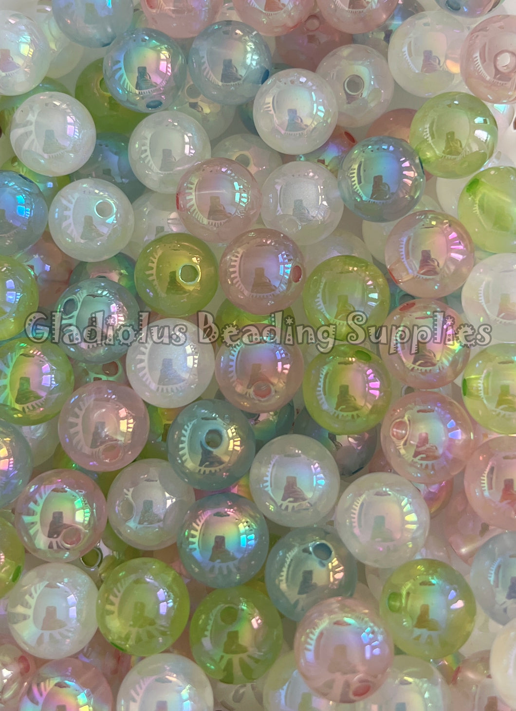 16mm Clear Mixed Beads - Acrylic Beads - Bubblegum Beads - Chunky Beads