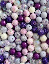 Load image into Gallery viewer, 16mm Purple Mixed Beads - Random Assorted Acrylic Beads - Bubblegum Beads - Chunky Beads
