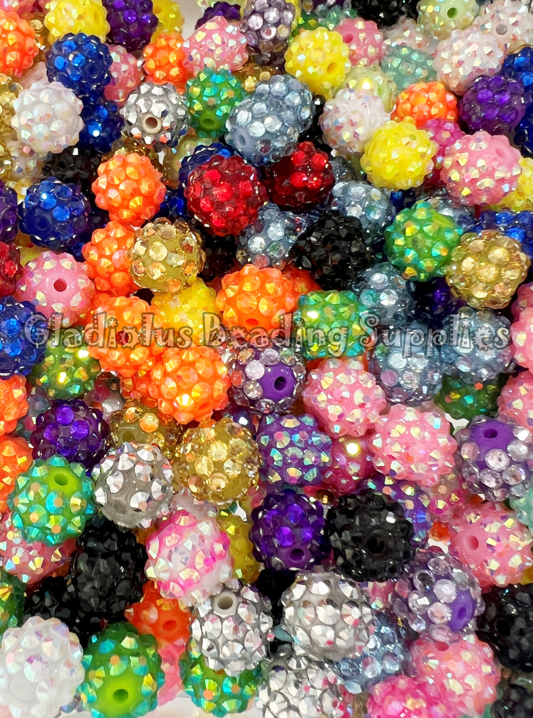 12mm Mixed Rhinestone Acrylic Beads - Acrylic Rhinestone Beads - Bubblegum Beads