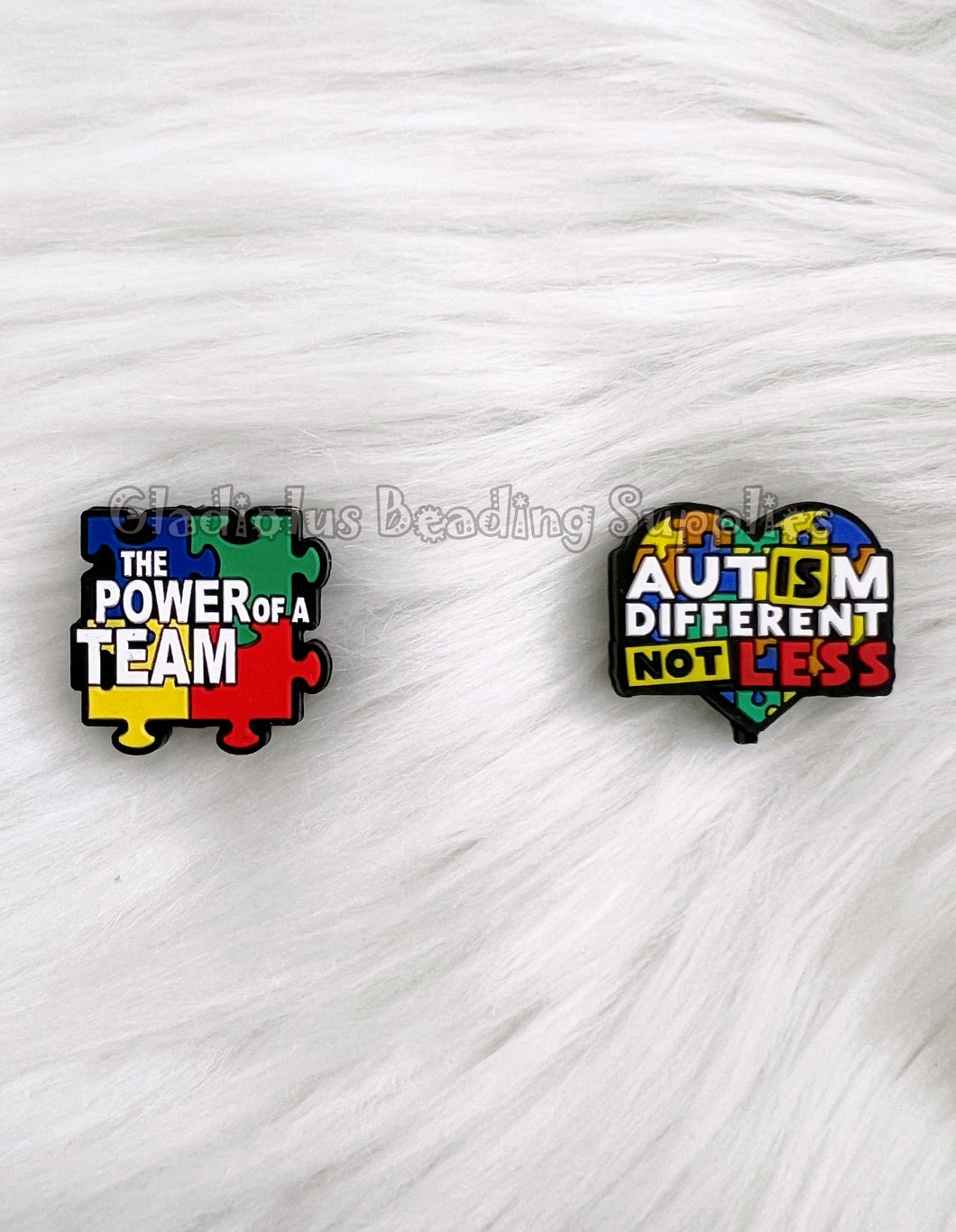 1 Pc 28mm - Autism Awareness Focal Beads - Silicone Beads - Focal Beads