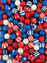 Load image into Gallery viewer, 16mm Fourth Of July Mixed Beads - Acrylic Beads - Bubblegum Beads - Chunky Beads
